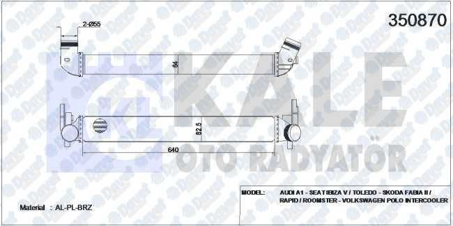 KALE 350870 Turbo Radyatoru Intercooler Audi A1 - Seat Ibiza V / Toledo - Skoda Fabia Ii